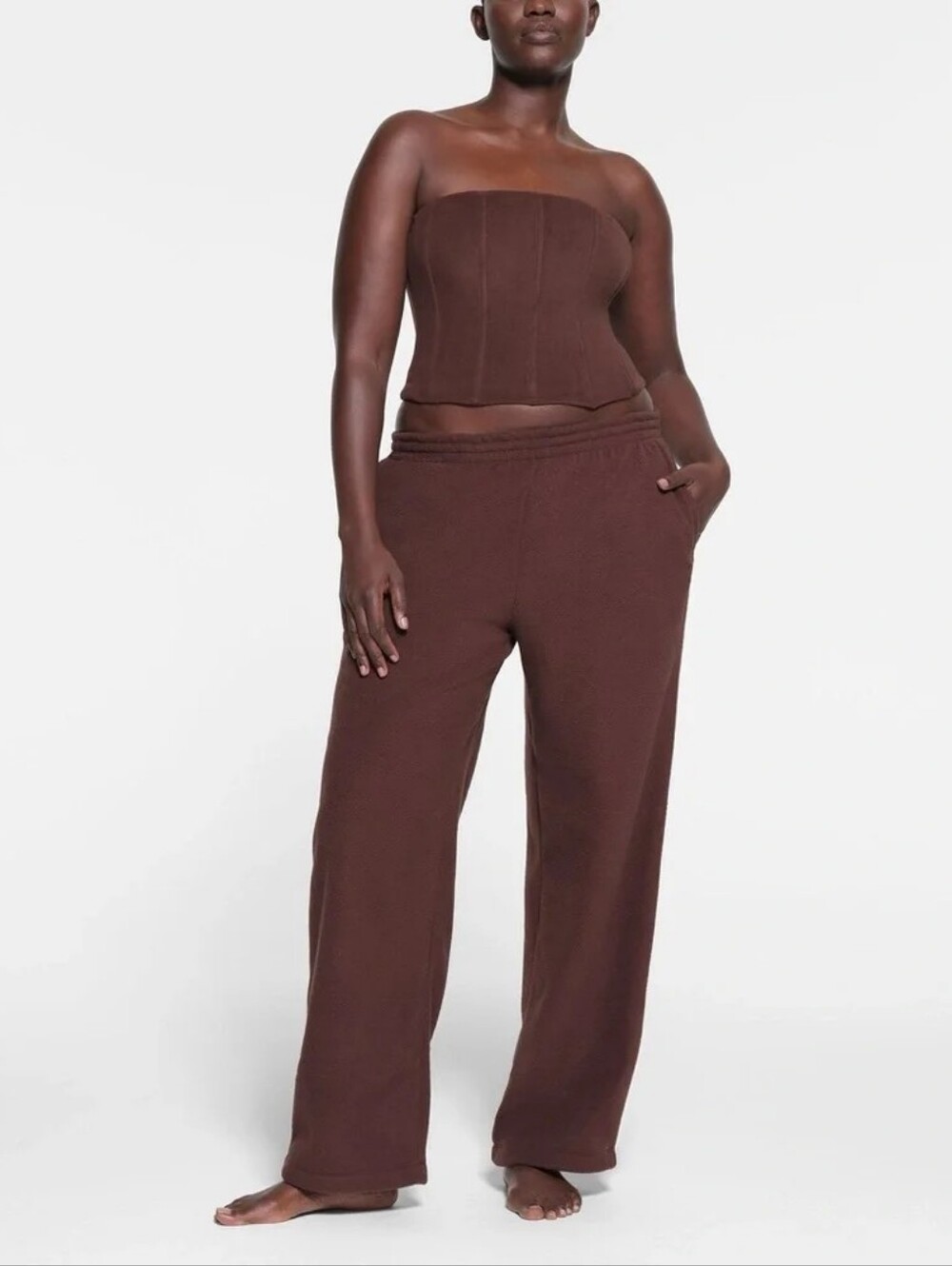 SKIMS FLEECE LOUNGE PANT in Cocoa Size Large